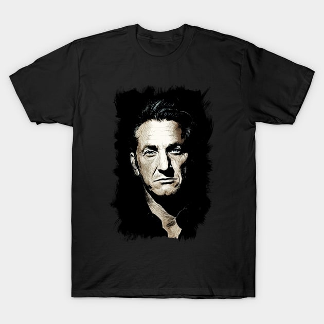 Sean Penn Abstract Portrait Fan Art Tribute to a Legend T-Shirt by Naumovski